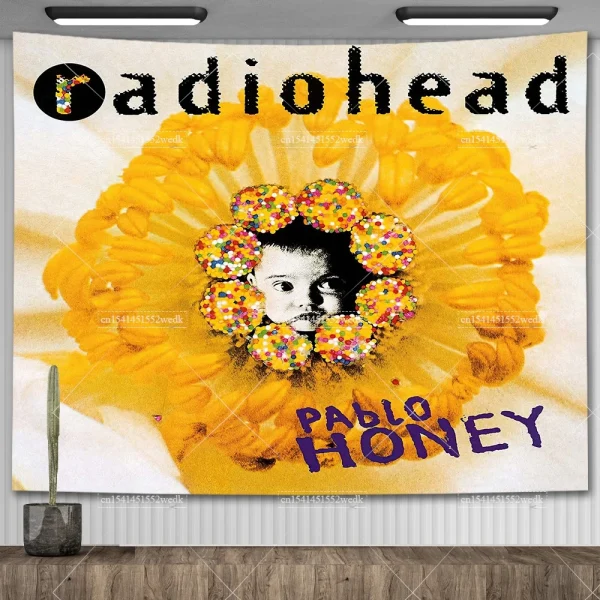 Radioheads Music Art Wall Hanging Tapestry Wallpaper Scandinavian Rock Band Tapestry Headboard Aesthetic Room Decoration Posters 3