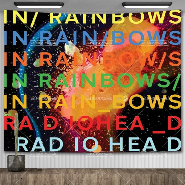 Radioheads Music Art Wall Hanging Tapestry Wallpaper Scandinavian Rock Band Tapestry Headboard Aesthetic Room Decoration Posters 4