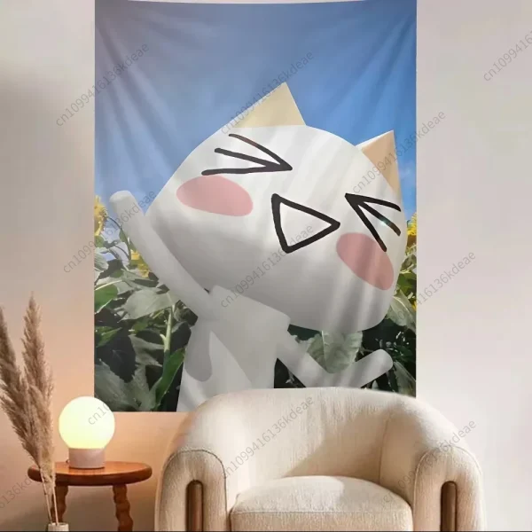 Cute Cat Anime Tapestry Inoue Toro Hippie Wall Hanging Tapestries Living Room Dorm Aesthetic Room Home Decor Wall Art Decor Flag 5
