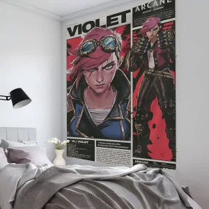 Arcane 2 Vi Jinx Ekko  Tapestry Room Decor Wall Cloth Party Hanging Background Room Decor Baby Room 1