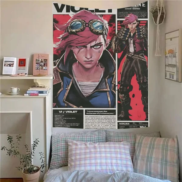 Arcane 2 Vi Jinx Ekko  Tapestry Room Decor Wall Cloth Party Hanging Background Room Decor Baby Room 2