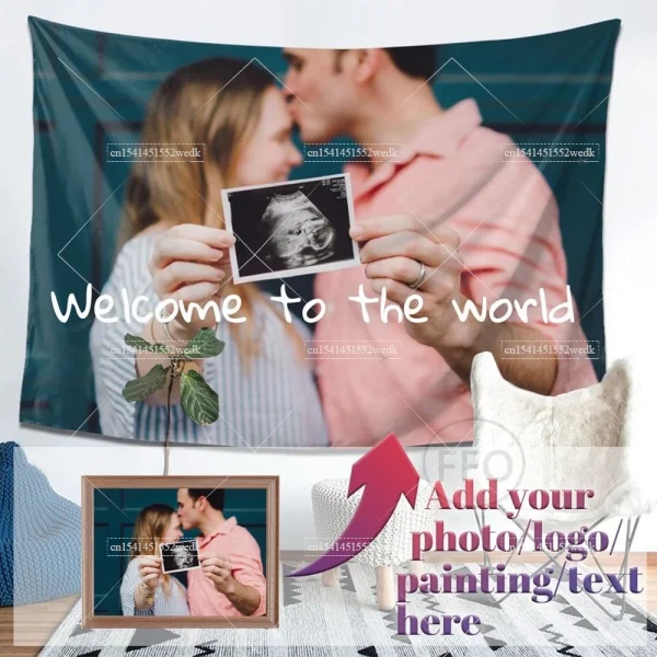 Custom Tapestry Wall Hanging Room Decor Aesthetic Personalized Tapestry Boho Hippie DIY Tapestries Party Backdrop Home Decor 2
