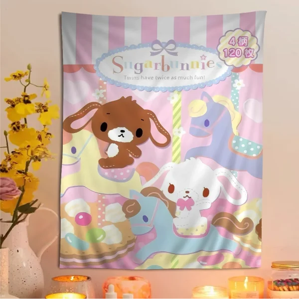 S_sugarbunnies Anime Kawaii Cartoon Tapestry Bohemian Wall Tapestries Mandala Wall Hanging Sheets 1