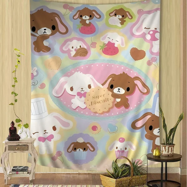 S_sugarbunnies Anime Kawaii Cartoon Tapestry Bohemian Wall Tapestries Mandala Wall Hanging Sheets 5
