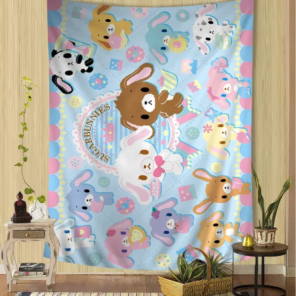S_sugarbunnies Anime Kawaii Cartoon Tapestry Bohemian Wall Tapestries Mandala Wall Hanging Sheets 6