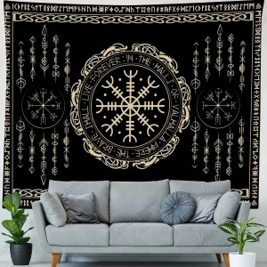 Aesthetic Tapestry Ancient Viking Meditation Runes Flags Tapestries Greek Mythology Wall Hanging Decor Bedroom Background Cloth 1