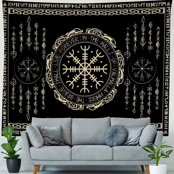 Aesthetic Tapestry Ancient Viking Meditation Runes Flags Tapestries Greek Mythology Wall Hanging Decor Bedroom Background Cloth 1