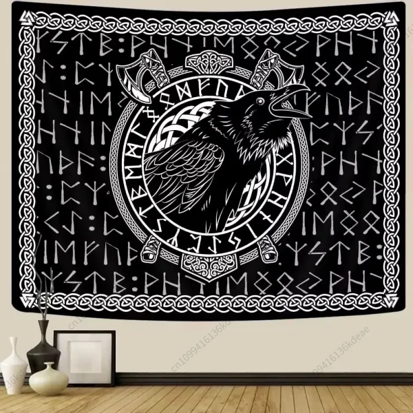 Aesthetic Tapestry Ancient Viking Meditation Runes Flags Tapestries Greek Mythology Wall Hanging Decor Bedroom Background Cloth 2