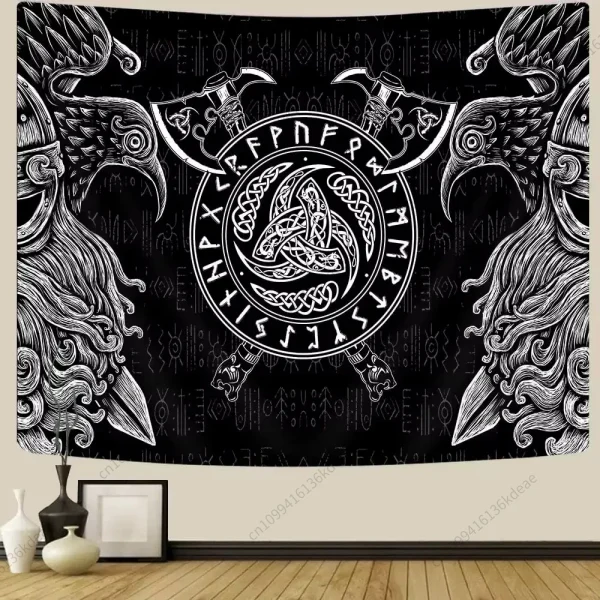 Aesthetic Tapestry Ancient Viking Meditation Runes Flags Tapestries Greek Mythology Wall Hanging Decor Bedroom Background Cloth 3