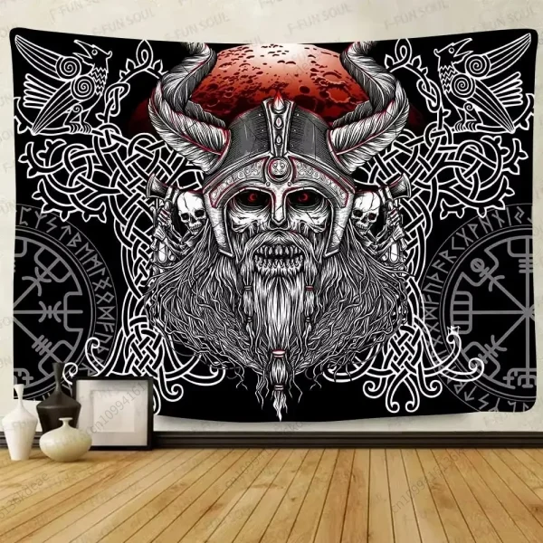 Aesthetic Tapestry Ancient Viking Meditation Runes Flags Tapestries Greek Mythology Wall Hanging Decor Bedroom Background Cloth 4