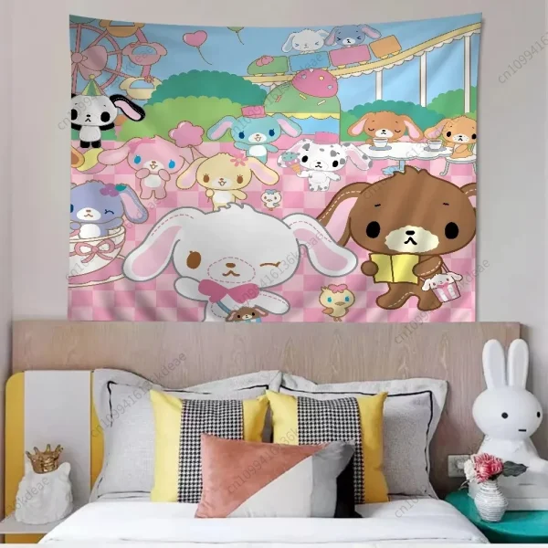 2025 Cute Tapestry S-Sugar-bunnies Cartoon Wall Tapestry Kawaii Flags Bedroom Dorm Background Cloth Decor Home Decoration Gifts 2