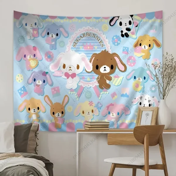 2025 Cute Tapestry S-Sugar-bunnies Cartoon Wall Tapestry Kawaii Flags Bedroom Dorm Background Cloth Decor Home Decoration Gifts 4
