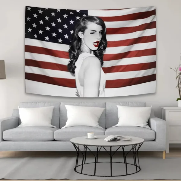 Lana Del Rey Tapestry Or Flag Polyester Printed Outdoor For Decoration American Pop Singer Wall Decoration Decor Wall Tapestries 4