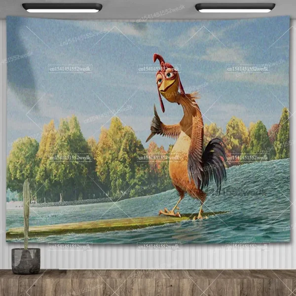 Chicken Joe Flag Surfs Up Funny Meme Tapestry Macrame Aesthetic Room Decoration Anime Game Posters Art Tapestries For Home 1