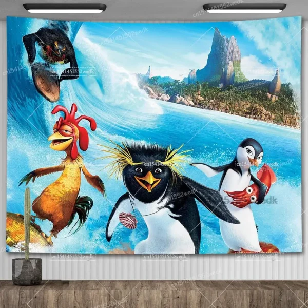 Chicken Joe Flag Surfs Up Funny Meme Tapestry Macrame Aesthetic Room Decoration Anime Game Posters Art Tapestries For Home 5