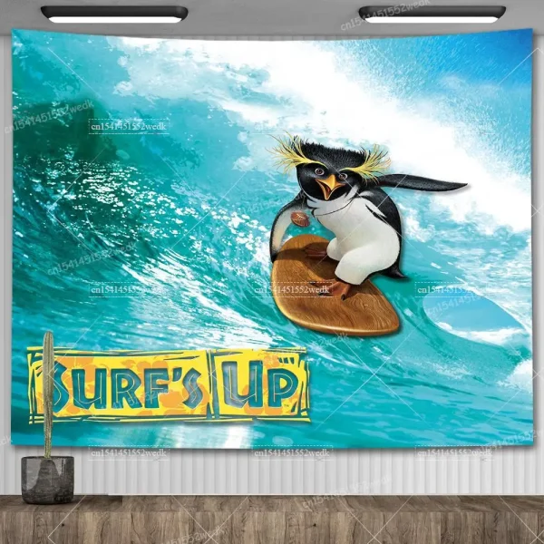 Chicken Joe Flag Surfs Up Funny Meme Tapestry Macrame Aesthetic Room Decoration Anime Game Posters Art Tapestries For Home 6