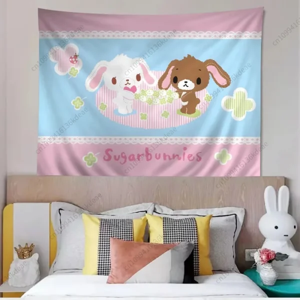 Cartoon Tapestry S-Sugarbunnies Cute Poster Wall Hanging Colth Wall Art Decor Aesthetic Background Cloth Birthday Gift Home Deco 5