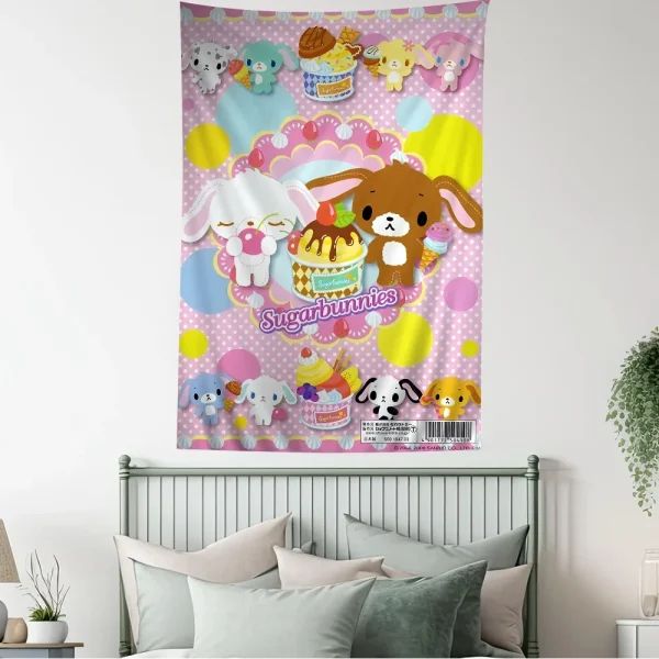 S-Sugarbunnies Anime Printed Large Wall Tapestry Hanging Tarot Hippie Wall Rugs Dorm Art Home Decor 2