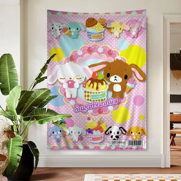 S-Sugarbunnies Anime Printed Large Wall Tapestry Hanging Tarot Hippie Wall Rugs Dorm Art Home Decor 3