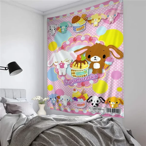 S-Sugarbunnies Anime Printed Large Wall Tapestry Hanging Tarot Hippie Wall Rugs Dorm Art Home Decor 4