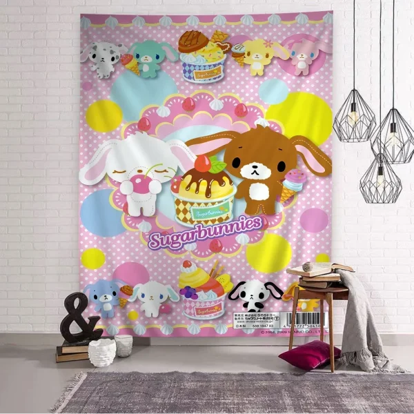 S-Sugarbunnies Anime Printed Large Wall Tapestry Hanging Tarot Hippie Wall Rugs Dorm Art Home Decor 5