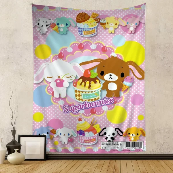 S-Sugarbunnies Anime Printed Large Wall Tapestry Hanging Tarot Hippie Wall Rugs Dorm Art Home Decor 6