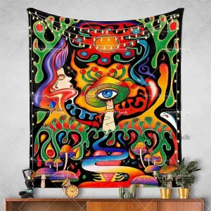 Psychedelic Mushroom Tapestry Wall Hanging Colorful Trippy Eye Vertical Tapestries For Bedroom Aesthetic Room Decoration Carpets 1