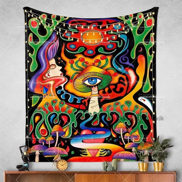 Psychedelic Mushroom Tapestry Wall Hanging Colorful Trippy Eye Vertical Tapestries For Bedroom Aesthetic Room Decoration Carpets 1
