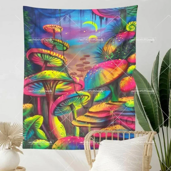 Psychedelic Mushroom Tapestry Wall Hanging Colorful Trippy Eye Vertical Tapestries For Bedroom Aesthetic Room Decoration Carpets 2