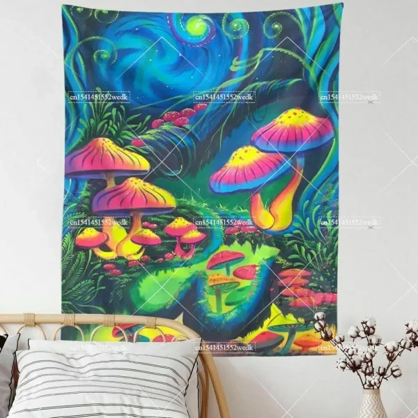Psychedelic Mushroom Tapestry Wall Hanging Colorful Trippy Eye Vertical Tapestries For Bedroom Aesthetic Room Decoration Carpets 3
