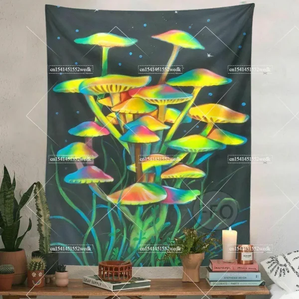Psychedelic Mushroom Tapestry Wall Hanging Colorful Trippy Eye Vertical Tapestries For Bedroom Aesthetic Room Decoration Carpets 5