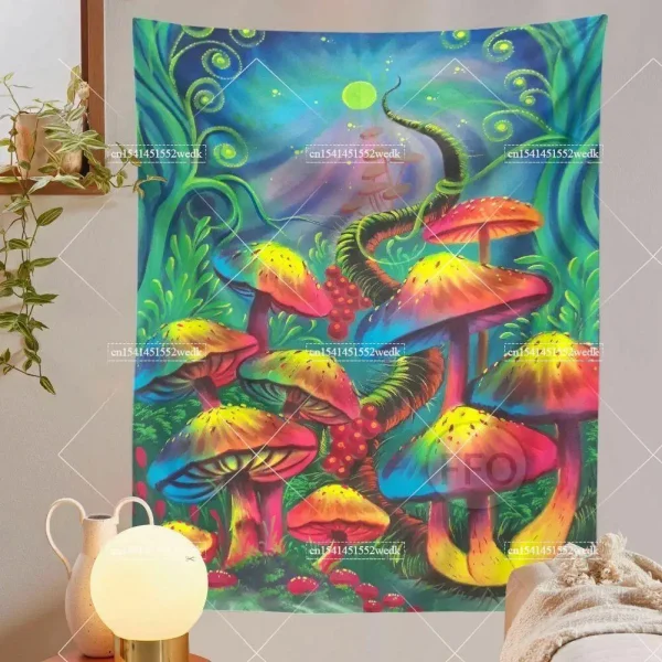 Psychedelic Mushroom Tapestry Wall Hanging Colorful Trippy Eye Vertical Tapestries For Bedroom Aesthetic Room Decoration Carpets 6