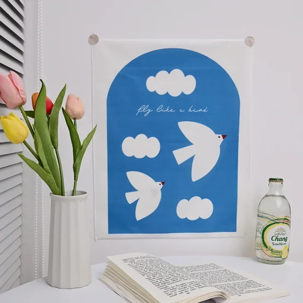 VIKAMA Hand-Painted Bread Tapestry Baguette Croissant Multinational Baking Pattern Kitchen Cafe Decoration Literary Home 4