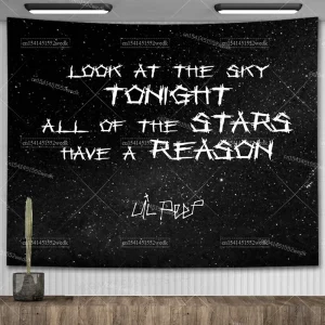 Lil Peep Tapestry Wall Hanging Look At The Sky Art Tapestry Blanket Black Hippie Witchcraft Tapestries Aesthetic Room Decor 1