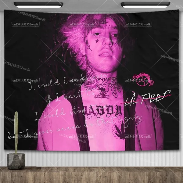 Lil Peep Tapestry Wall Hanging Look At The Sky Art Tapestry Blanket Black Hippie Witchcraft Tapestries Aesthetic Room Decor 6