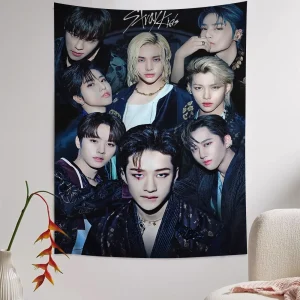 KPOP S-Stray K-Kids Printed Large Wall Tapestry Cheap Hippie Wall Hanging Bohemian Wall Tapestries Mandala Home Decor 1