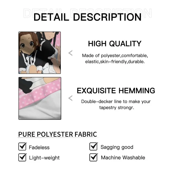 Anime Wall Hanging Tapestry Japan Kawaii New K-ON! Room Decor Aesthetic Decorative Cartoon Photo Background Cloth Table 5