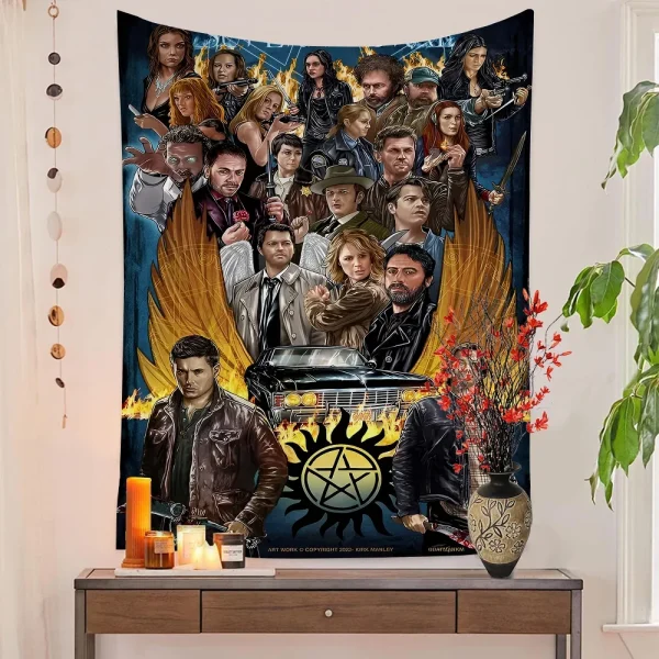 1PC TV Play Series Supernatural Movie Tapestry Printed Large Wall Tapestry Art Science Fiction Room Home Decor Decor Blanket 1