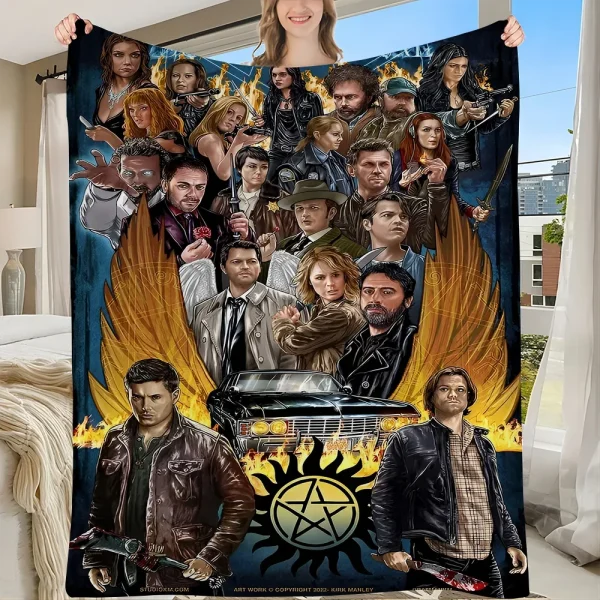1PC TV Play Series Supernatural Movie Tapestry Printed Large Wall Tapestry Art Science Fiction Room Home Decor Decor Blanket 5