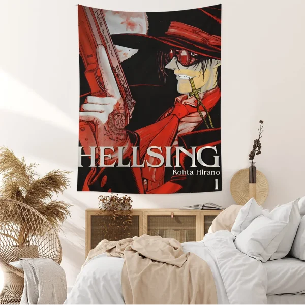 Anime Hellsing Tapestry Art Printing Japanese Wall Tapestry Anime Wall Hanging Home Decor 2