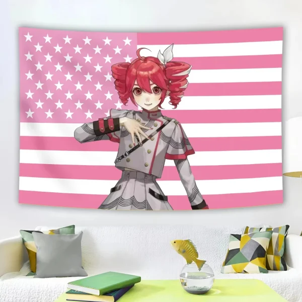 90x150cm Kasane Teto Pink American Flags Wall Hanging Wallpaper Tapestry Headboar daesthetic Room Decor Cute Birthday Gifts 2