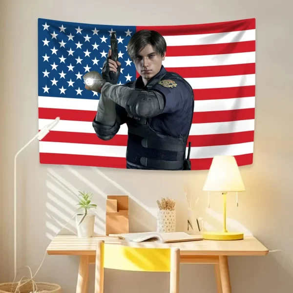 Leon Kennedys American Flag Tapestry Hippie Home Decor Aesthetics Wall Hanging Bedroom Dorm Background Cloth Birthday Gift 2
