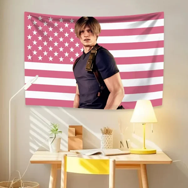 Leon Kennedys American Flag Tapestry Hippie Home Decor Aesthetics Wall Hanging Bedroom Dorm Background Cloth Birthday Gift 3