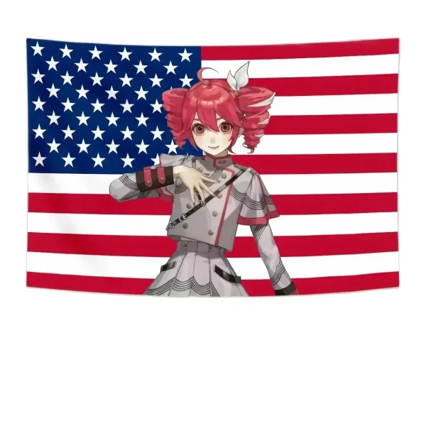 Kasane Teto VOCALOID Tapestry Pink USA Flag Design 3D Embossed Wall Art Anime Decor Bedroom Dorm Living Room Party Backdrop 5