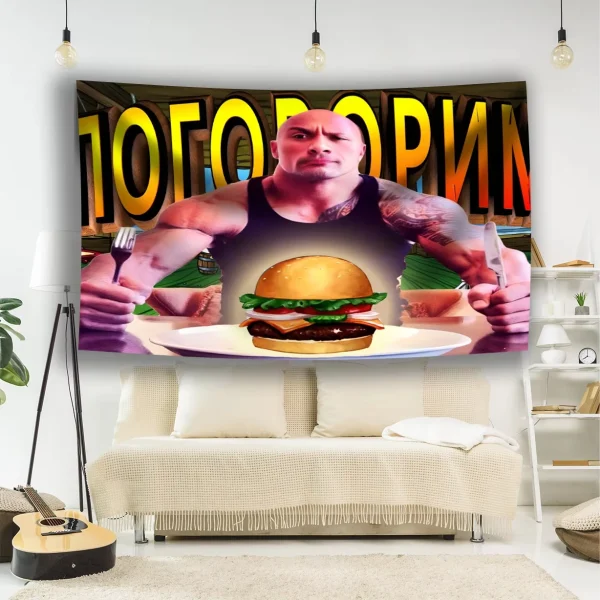 Johnson Pancake Tapestry Hanging Funny Meme Home Décor Aesthetic Art Polyester Material Background Glossy smooth Tapestry 2