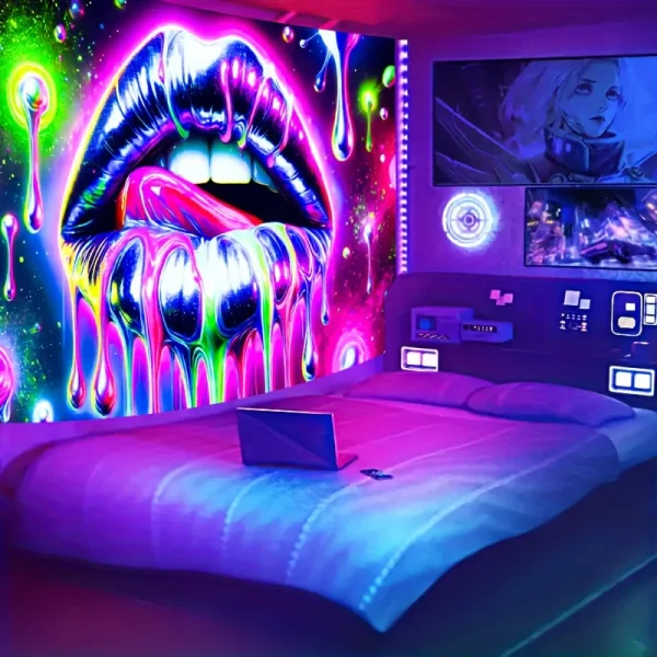 VIKAMA Psychedelic Star Lips Tapestry Gradient Living Room Room Decoration Netroots Coffee Shop Decoration Art Background Wall 1