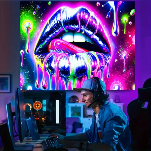 VIKAMA Psychedelic Star Lips Tapestry Gradient Living Room Room Decoration Netroots Coffee Shop Decoration Art Background Wall 2
