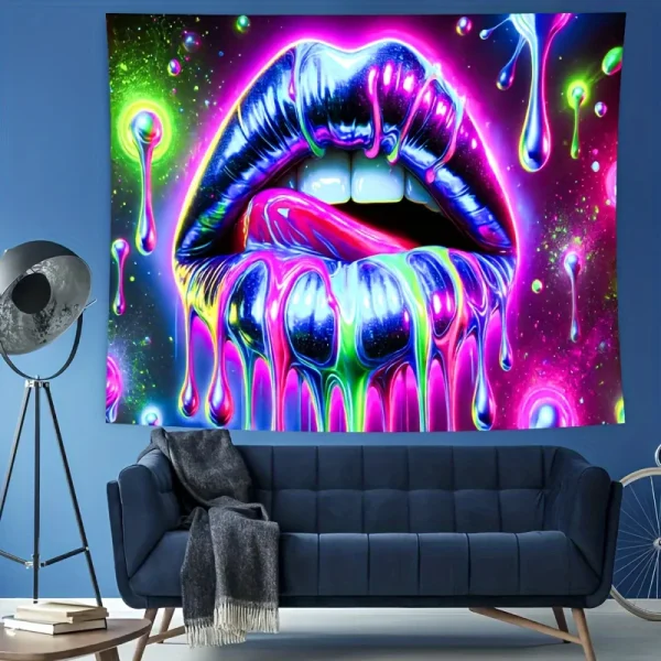 VIKAMA Psychedelic Star Lips Tapestry Gradient Living Room Room Decoration Netroots Coffee Shop Decoration Art Background Wall 4