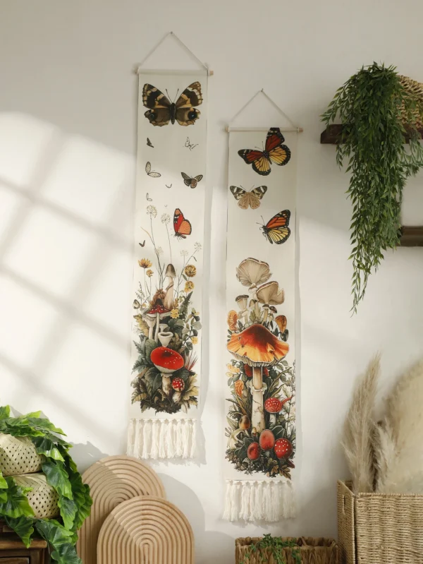 Macrame Wall Tapestry Butterfly Mushroom Boho Home Decoration Wall Hanging Wall Decor Chic Tapestries Room Decors Aesthetic Gift 1