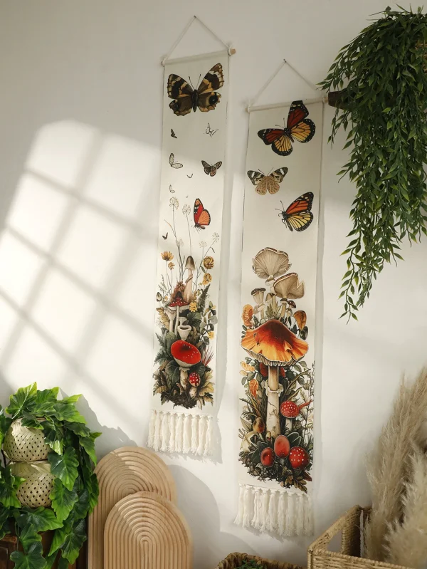 Macrame Wall Tapestry Butterfly Mushroom Boho Home Decoration Wall Hanging Wall Decor Chic Tapestries Room Decors Aesthetic Gift 2